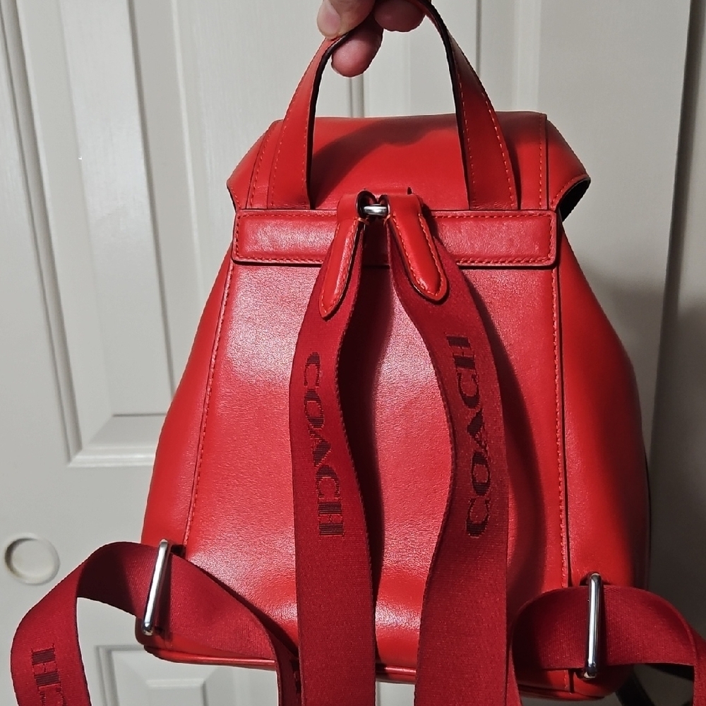 Coach Red Leather Drawstring Backpack - image 2